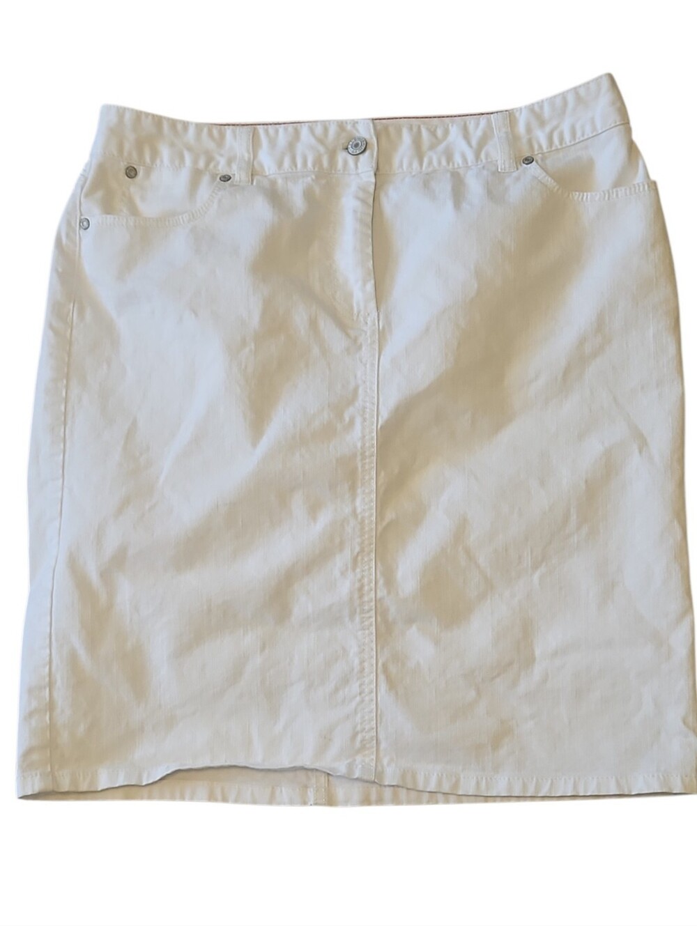 Classic White Demin Women's Pencil Skirt Size 12 Talbots